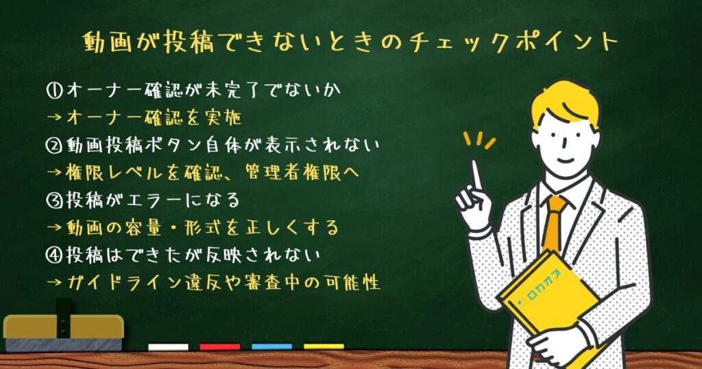 動画が投稿できないときのチェックポイント