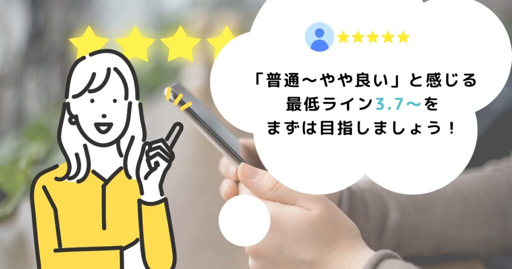 「普通〜やや良い」と感じる
最低ライン3.7～をまずは目指しましょう！