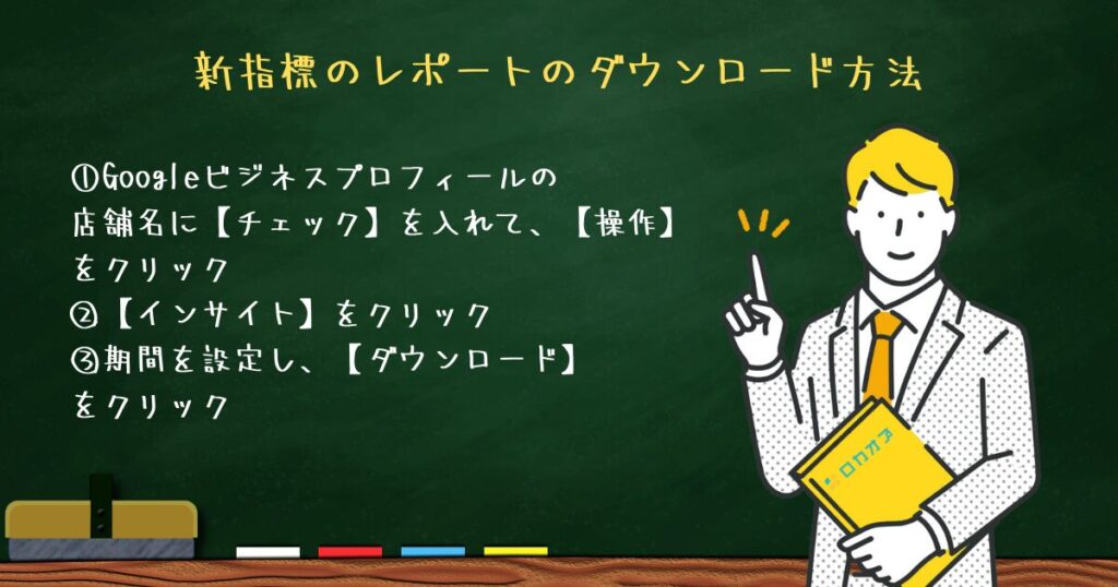 新指標のレポートのダウンロード方法