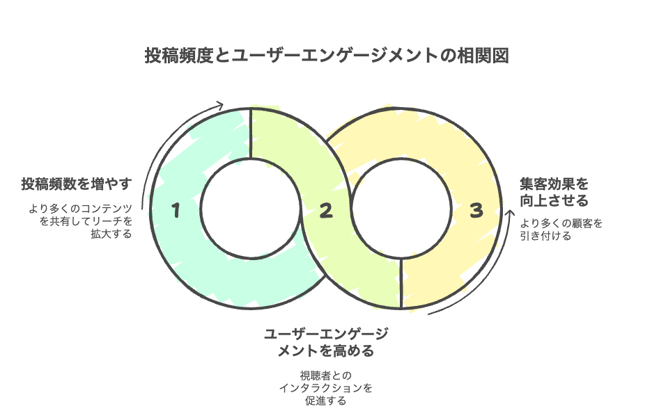 投稿頻度とユーザーエンゲージメントの相関図
