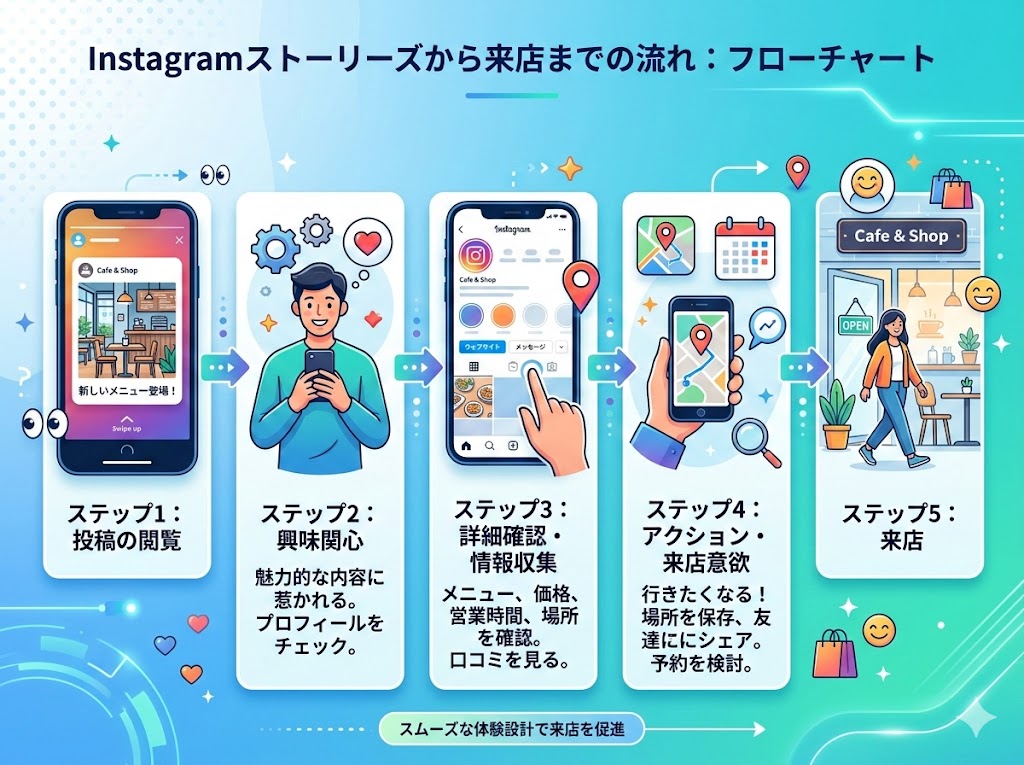 Instagramストーリーズから来店までの流れ